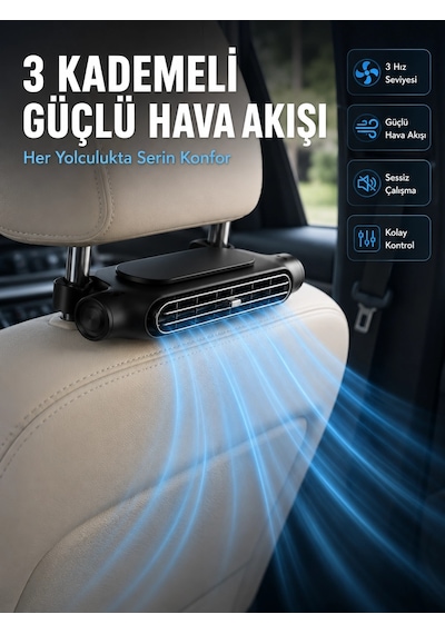Taşınabilir Araç Koltuk Fanı Sessiz Çalışan Usb Şarjlı Boyun Soğutucu