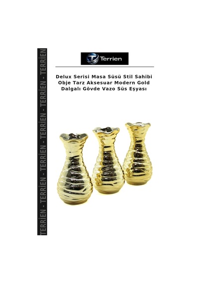 Delux Serisi Masa Süsü Stil Sahibi Obje Tarz Aksesuar Modern Gold Dalgalı Gövde Vazo Süs Eşyası