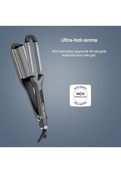 Ar5079 Trendcare Seramik Saç Maşası 16 Mm, 9 Kademeli Isı Ayarlı Wag Maşa, Antrasit