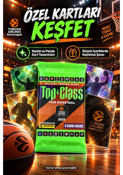 4 Lü Paket Panini Top Class 2025 Euroleague Basketbol Kartı Toplam 32 Koleksiyon Kartı