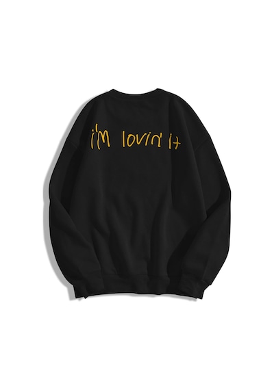 Unisex I'm Lovin It Bisiklet Yaka Sweatshirt Gri Siyah