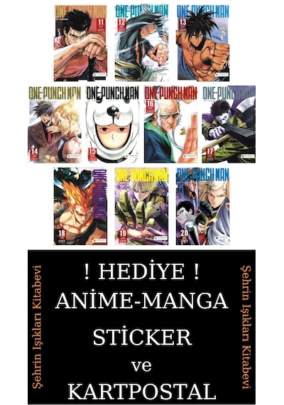 One Punch Man 11-12-13-14-15-16-17-18-19-20 Manga Seti 10 Kitap / Anime-manga Sticker Ve Kartpostal