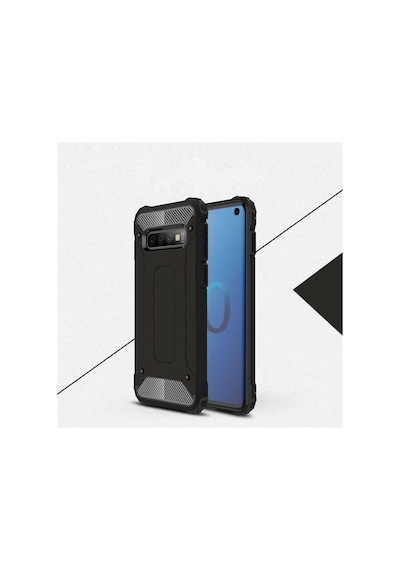 Noktaks - Samsung Galaxy Uyumlu S10 - Kılıf Çift Katman Zırh Tank Crash Military Kapak - Siyah