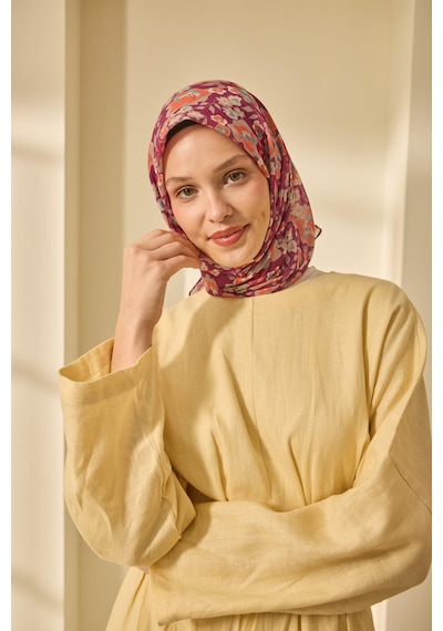 Silk Home Soft Eşarp 73090-07 Sinyal Mor, Turuncu, Turkuaz, Vizon ,taş