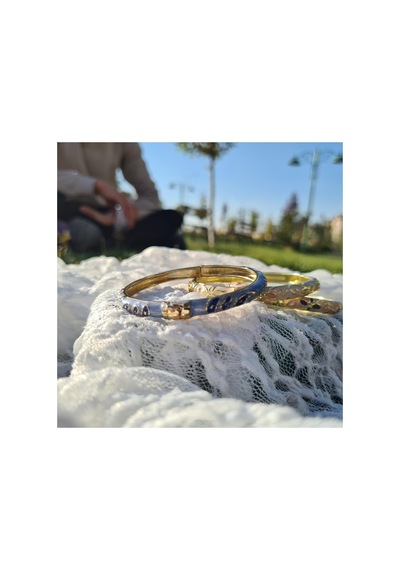 Aurelia Wave Luxe 24k Parıltılı Dalga Dokulu Çelik Bileklik Mavi