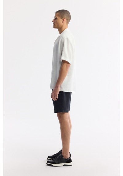 Avva Erkek Beyaz Apaj Yaka %100 Keten Kısa Kollu Oversize Fit Gömlek A51y2209