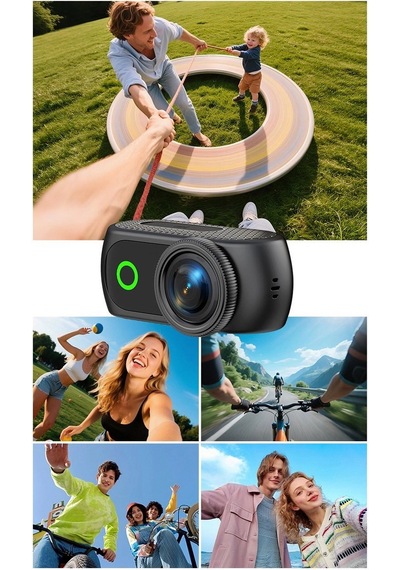 Spor Ve Vlog Kamerası Manyetik Aksiyon Kamerası 2.0" Dönebilen Ekran, 1080p Wi-fi Ve Şarj Kutusu İle Siyah