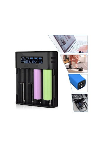 I-gen Lii-800 Akıllı Li-ıon Pil Şarj Cihazı, Type-c Girişli, Lcd Ekranlı, 4 Slot Şarj, Li-ıon & Ni-mh Uyumlu 18650 / 21700 / Aa / Aaa