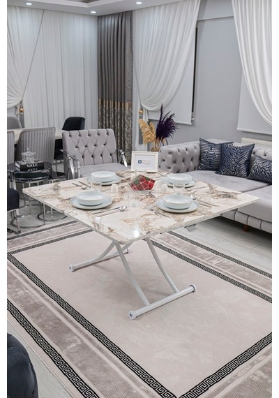Juppo Üst Tabla Mdf Beyaz Mermer Desen Oval Köşe Alt Beyaz İçe K