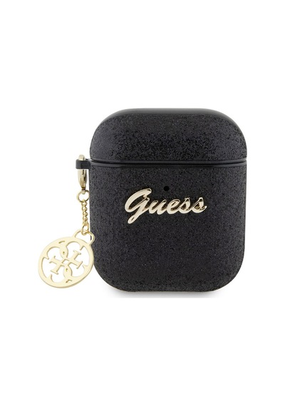 Apple Uyumlu AirPods Kılıf Guess Glitter 4g Charm Exclusive Tasarım Siyah