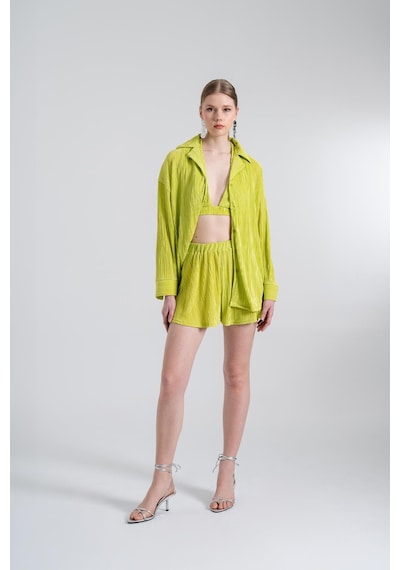 Holly Lolly Oversize Düğme Kapamalı Comfy Oversize Gömlek Yeşil