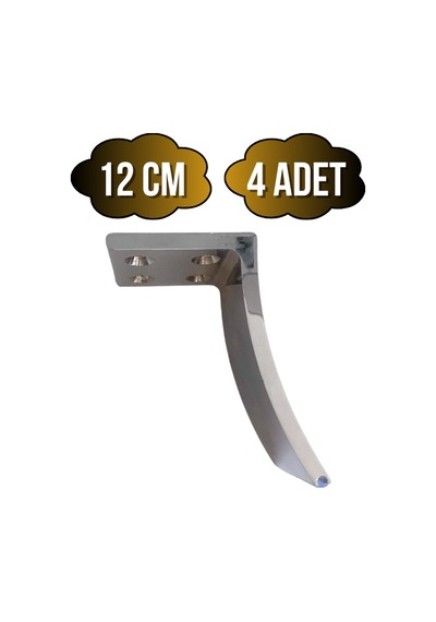 Yay Krom 12cm Metal Ayak Masa Dolap Ve Mobilya Ayağı Krom 12cm Metal 4 Adet Krom