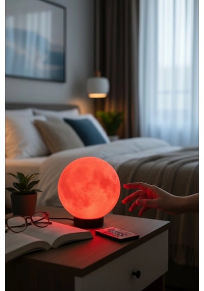Ay Lambası Kumandalı Rgb Renk Değiştiren Gece Lambası 17.4 Cm E27 Ampul Dahil Çok Renkli