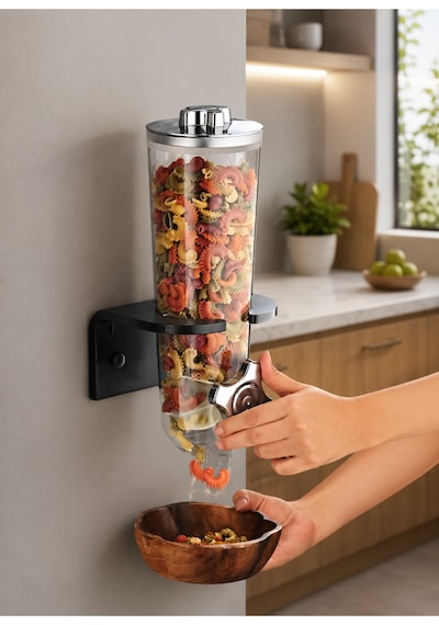 1250 Ml Duvara Monte Ayarlanabilir Erzak Çeşmesi Pratik Bakliyat Ve Kuruyemiş Dispenseri Şeffaf
