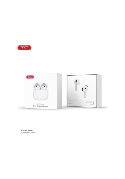Delux Serisi Ev Giriş Bağlantı T6pods Tws Kablosuz Kulak İçi Bluetooth V5.4 Kulaklık Beyaz