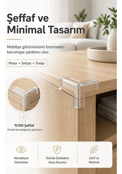 Şeffaf 8'li Silikon Masa Köşe Koruyucu Kenar Koruma Aparatı Çocuk Güvenlik Tamponu Çok Renkli
