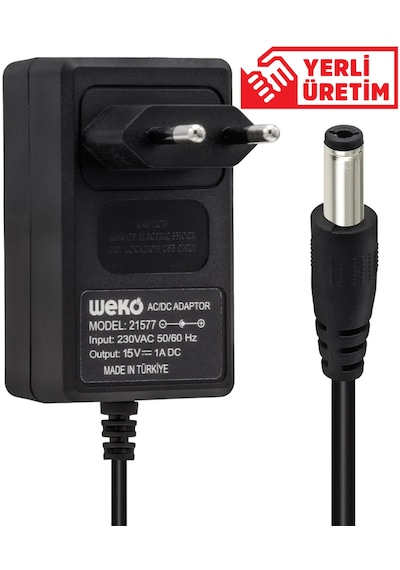 Weko 15 Volt - 1 Amper - 15 Watt 5.5x2.5 Uçlu Yerli Üretim Priz Tipi Adaptör