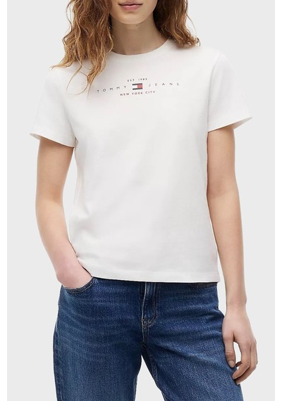 Tommy Jeans Pamuklu Regular Fit Bisiklet Yaka T Shirt Kadın T Shirt Dw0dw22789 Ybl Beyaz