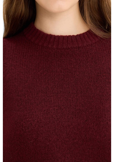 Defacto Oversize Geniş Kalıp Bisiklet Yaka Triko Kazak R6044az25wnbr452 Bordo-br452