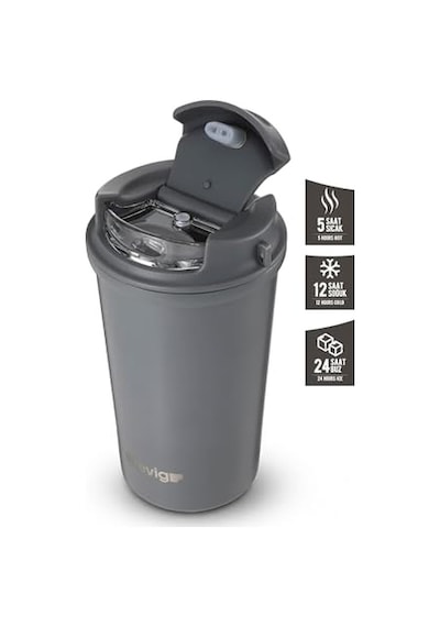 Work Flip Open Coffee Mug Çelik Termos 400 Ml Grey St-251 Diğer