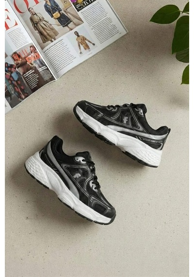 Ayakkabı Fuarı Elit Ysflt329 Kadın Klasik Sneaker Siyah - Beyaz Siyah - Beyaz