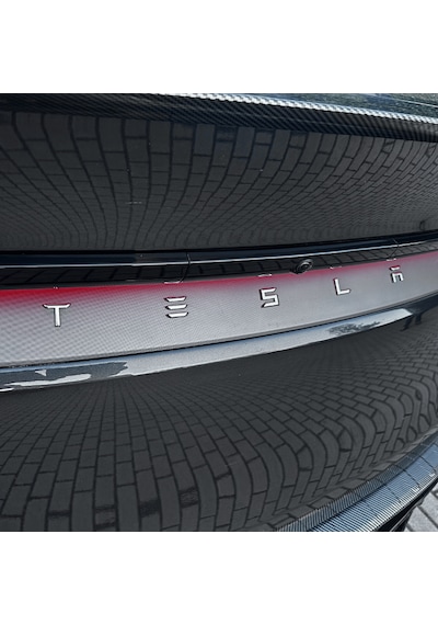 Tesla Model Y Uyumlu Arka Bagaj Logosu 3d Harf Seti - Kırmızı Silver Siyah Bagaj Etiketi