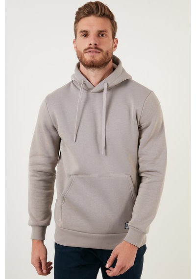Buratti Regular Fit Kapüşonlu Kanguru Cepli Içi Tüylü Yumuşak Şardonlu Erkek Sweat 5905281 Kül