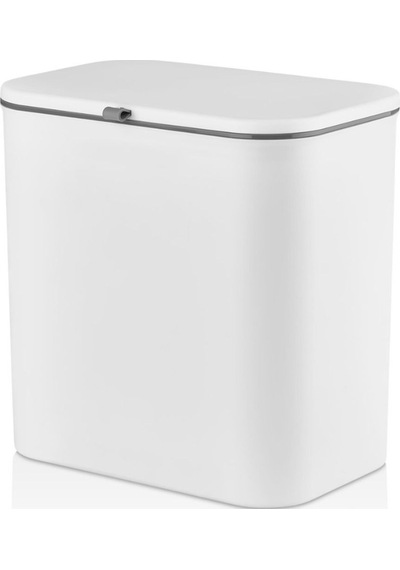 Suntel 15 Litre Fonksiyonel Kapaklı Banyo Ve Mutfak Tezgahüstü Çöp Kovası Dolap Ve Duvar Aparatlı 15 Lt Beyaz