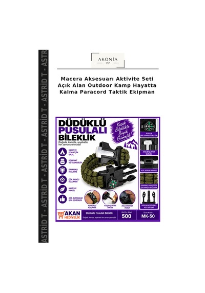 Macera Aksesuarı Aktivite Seti Açık Alan Outdoor Kamp Hayatta Kalma Paracord Taktik Ekipman Çok Renkli