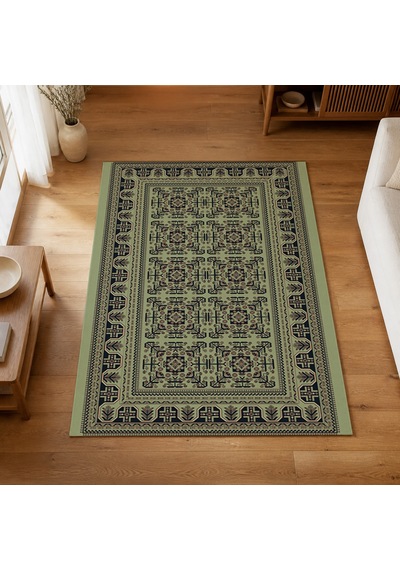 Kartela Halı Afgan Halı Jüt Taban Dokuma Halı Adaçayı Yeşili - 120 X 180 Cm
