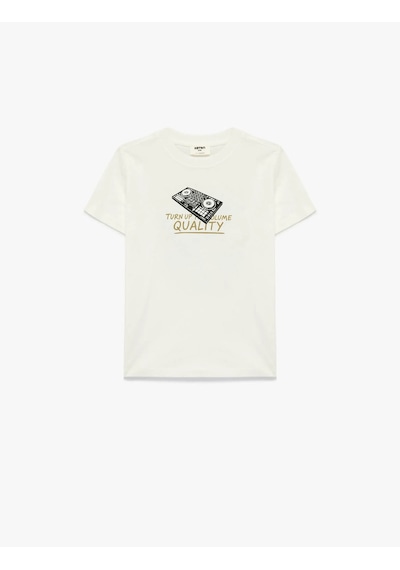 Koton Baskılı Ekru Erkek Çocuk T-shirt 6skb10420tk Ekru