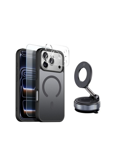 Teleplus Apple, Uyumlu iPhone 17 Pro Kılıf 4-1 Kombin Set Kapak Siyah