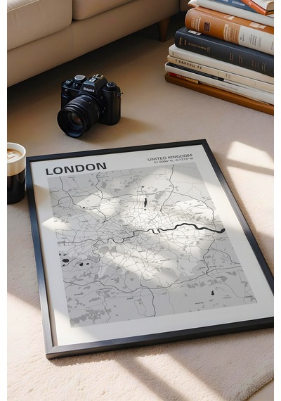 Londra İngiltere London-united Kingdom Haritası Çerçeveli Tablo Lüks Duvar Ofis Dekorasyon Tablo