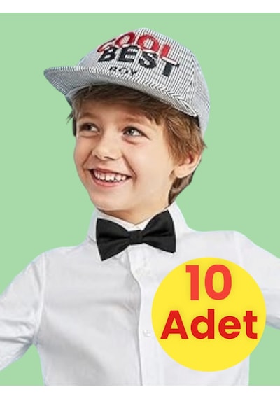 Tezzgelsin Erkek Çocuk Saten Papyon 10 Adet Siyah