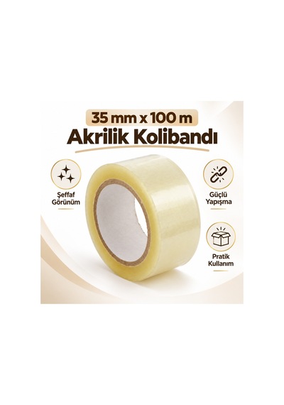 35 Mm X 100 M Şeffaf Akrilik Kolibandı 10 Lu 1