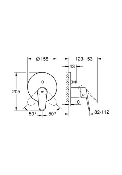 Grohe Eurodisc Cosmo. Ankastre Banyo Duş Bataryası 2 Çıkışlı Dive Krom