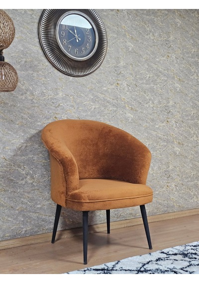 Zafir Tekli Teddy Siyah Boyalı Sivriltme Ayak Çay Seti Koltuk Tekli Berjer , Balkon, Salon, Ofis Kiremit