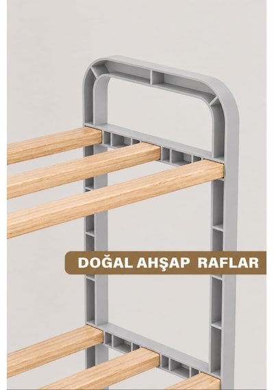 4 Katlı Ahşap Ayakkabılık 50 Cm Ahşap Çubuklu 4 Bölmeli Eko Raf Ünitesi Düzenleyici Açık Gri 4 Katlı Ahşap Ayakkabılık 50 Cm Ahşap Çubuklu 4 Bölmeli Eko Raf Ünitesi Düzenleyici Açık Gri