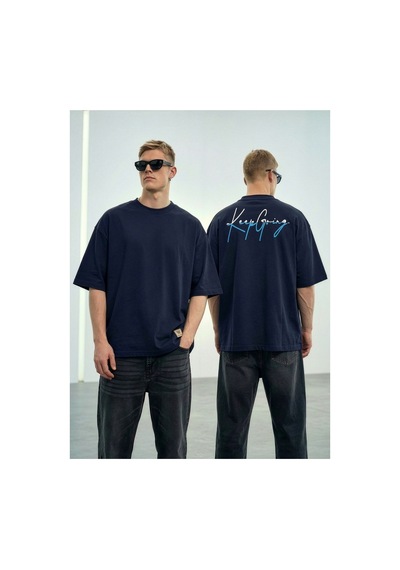 Wild Wood Garment Wild Wood "keep Going" Grafik Baskılı Premium Oversize T-shirt Lacivert