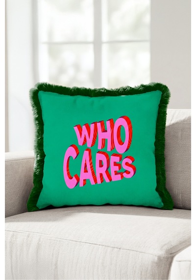 Who Cares Yazılı Pop Art Saçaklı Yastık Kılıfı - Slogan Temalı Yeşil Siyah Püsküllü Kırlent Kılıfı Serin Yörünge Aura Who Cares Yazılı Pop Art Saçaklı Yastık Kılıfı - Slogan Temalı Yeşil Siyah Püsküllü Kırlent Kılıfı Serin Yörünge Aura