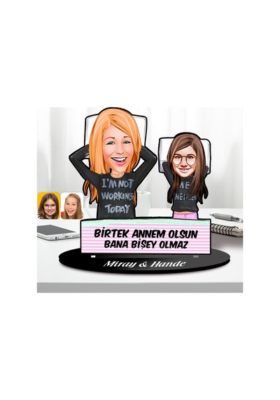 Bk Gift Kişiye Özel Anne-kız Karikatürlü Ahşap Biblo-1, Anneye Hediye, Anneler Günü Hediyeleri Kobitmeyencom30611 Bk