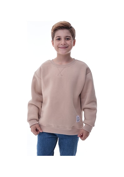 Erkek Çocuk Sweatshirt %100 Pamuk Rahat Kalıp 5-10 Yaş Bej