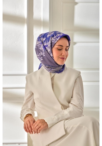Silk Home Twill İpek Eşarp 11482-20 Morcivert, Lila, Koyu Mor, Krem