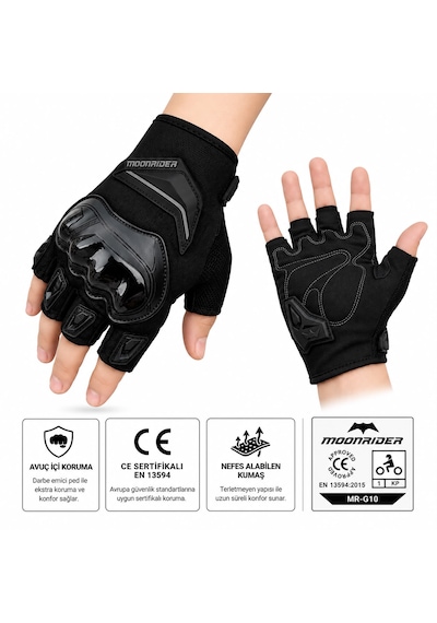 Moonrider Motosiklet Eldiveni Korumalı Unisex Yarım Parmak Eldiven En 13594 Sertifikalı Yazlık Nefes Alır Dokunmatik Uyumlu Kaydırmaz Koruyucu Motor Eldiveni Mr-g10 Siyah Moonrider Motosiklet Eldiveni Korumalı Unisex Yarım Parmak Eldiven En 13594 Sertifikalı Yazlık Nefes Alır Dokunmatik Uyumlu Kaydırmaz Koruyucu Motor Eldiveni Mr-g10 Siyah