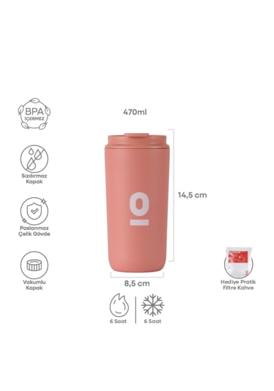 Paslanmaz Çelik Somon Mug Termos Termos Bardak 470 Ml No:163