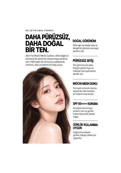 Skin Fitx Mochi Mesh Cushıon/pürüzsüz Ve Doğal Görünüm Destekleyen Cushıon No.19 Ivory