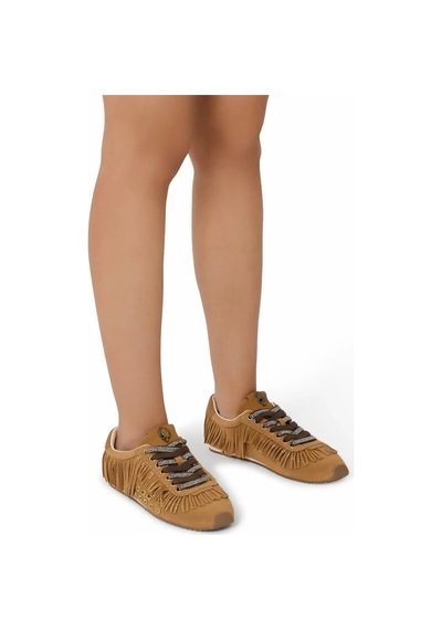 Kurt Geiger Islington Fringe Deri Lüks Tasarım Kadın Sneaker Kahverengi