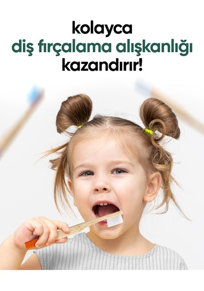 Tbrush Nano Doğal Bambu Vegan Çocuk Diş Fırçası - Beyaz Renk - Ultra Soft - Plastiksiz