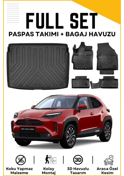 Toyota Yaris Cross 2023 Model Üst Birebir Uyumlu Bagaj Havuzu+paspas Seti