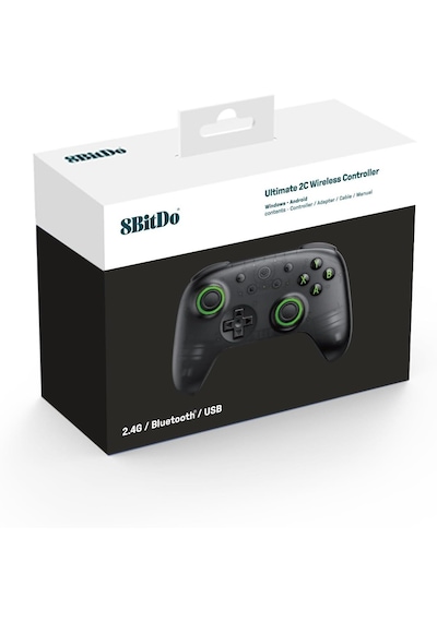 8bitdo Ultimate 2c Kablosuz 2.4g Oyun Kolu Pc Android Hall Effect Joystick Transparan Black